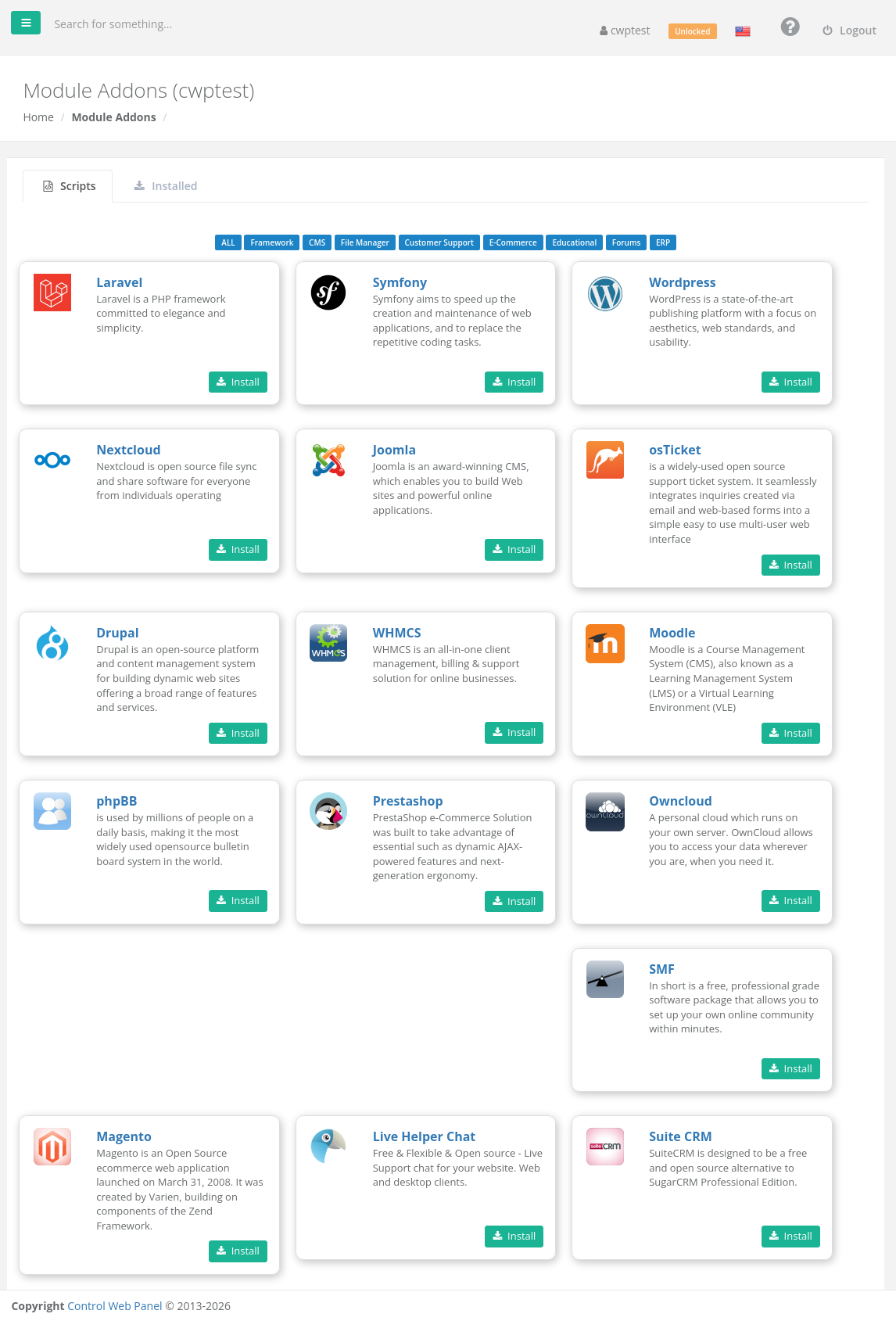 Module Addons — Scripts
