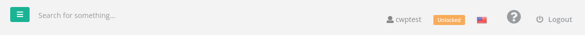 Top bar of the user panel