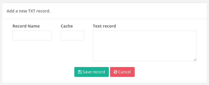 Adding a TXT record
