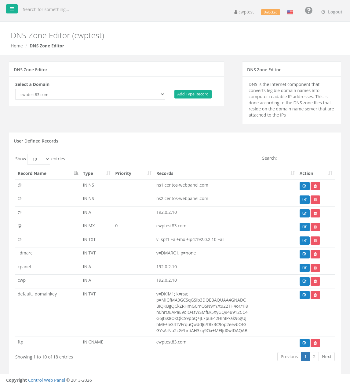 DNS Zone Editor