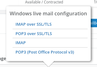 Windows Live Mail configuration menu