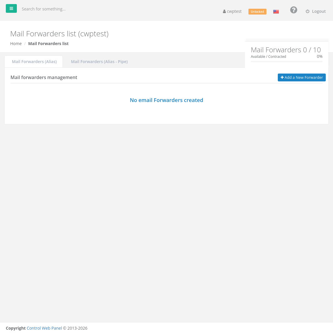 Mail Forwarders page