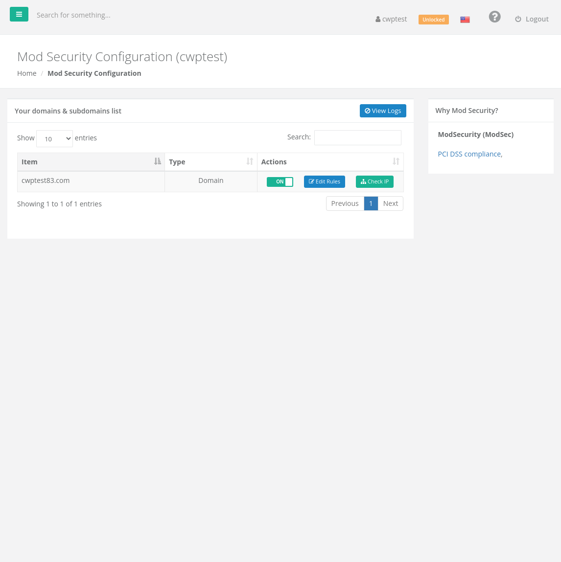 Mod Security Configuration