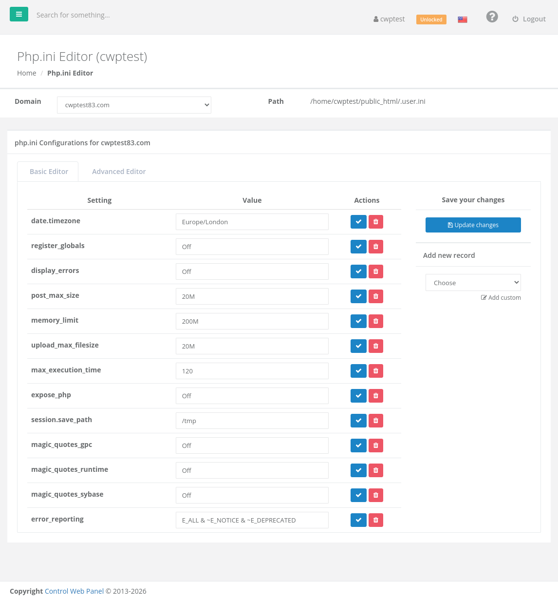 Php.ini Editor