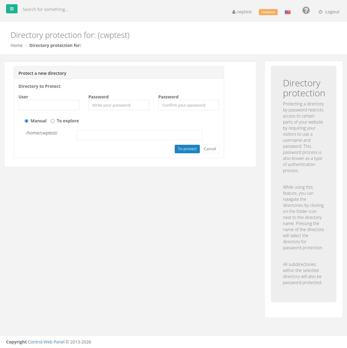 Protect a new directory form