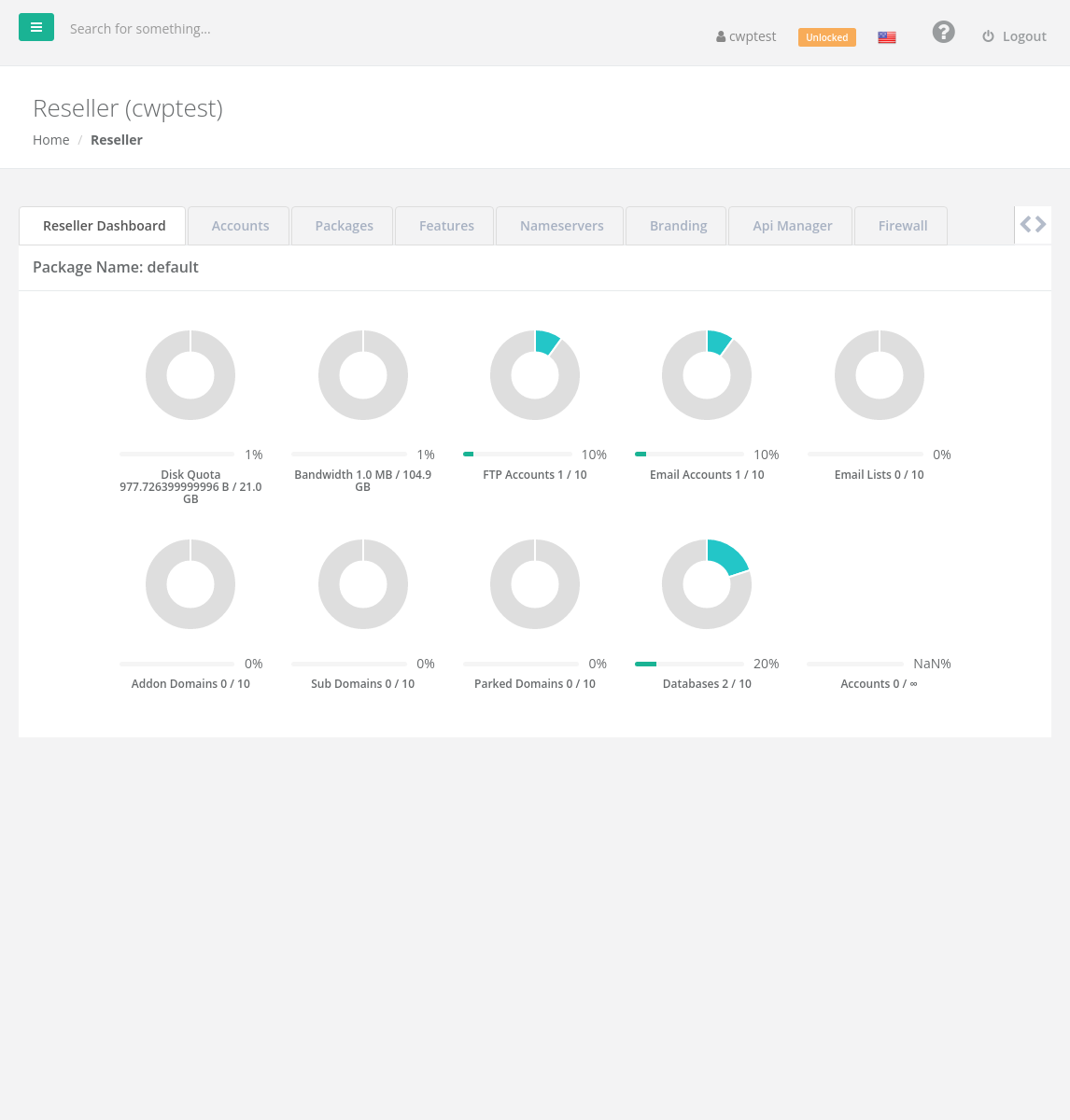 Reseller dashboard