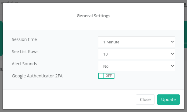General Settings window